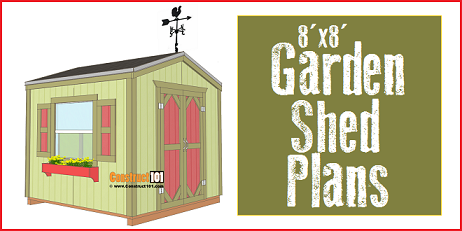 Garden shed plans, shed measures 8'x8', complete instructions and download.